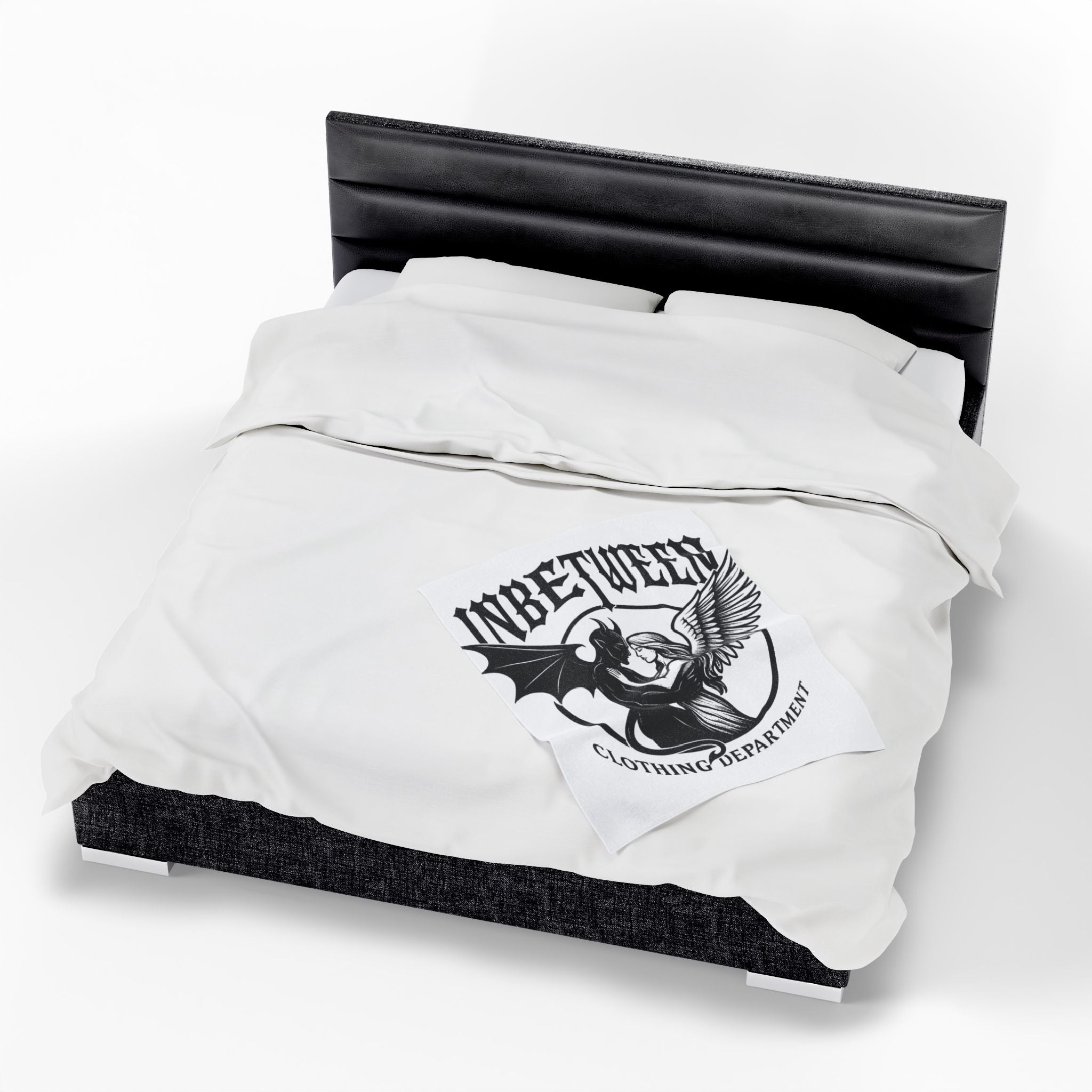 Velveteen Plush Blanket — "Inbetween Clothing Department" Angel & Demon Embrace Throw