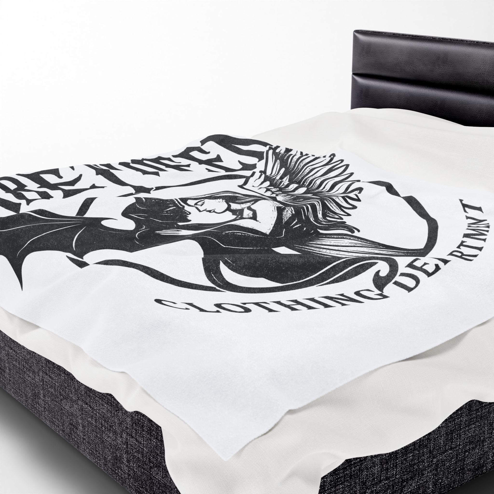 Velveteen Plush Blanket — "Inbetween Clothing Department" Angel & Demon Embrace Throw