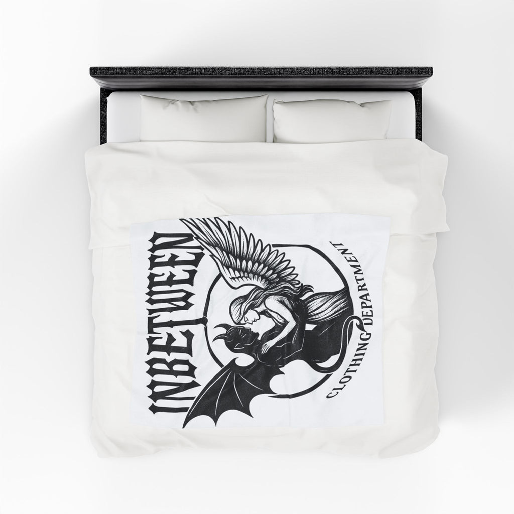Velveteen Plush Blanket — "Inbetween Clothing Department" Angel & Demon Embrace Throw