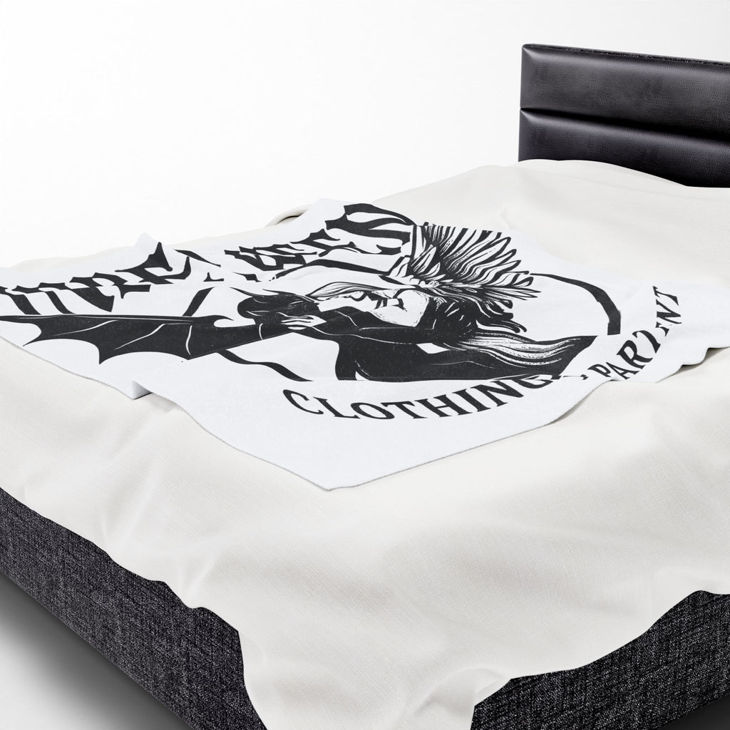 Velveteen Plush Blanket — "Inbetween Clothing Department" Angel & Demon Embrace Throw