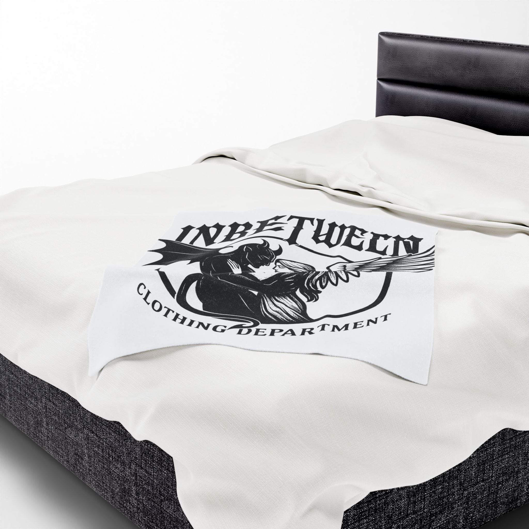 Velveteen Plush Blanket — "Inbetween Clothing Department" Angel & Demon Embrace Throw