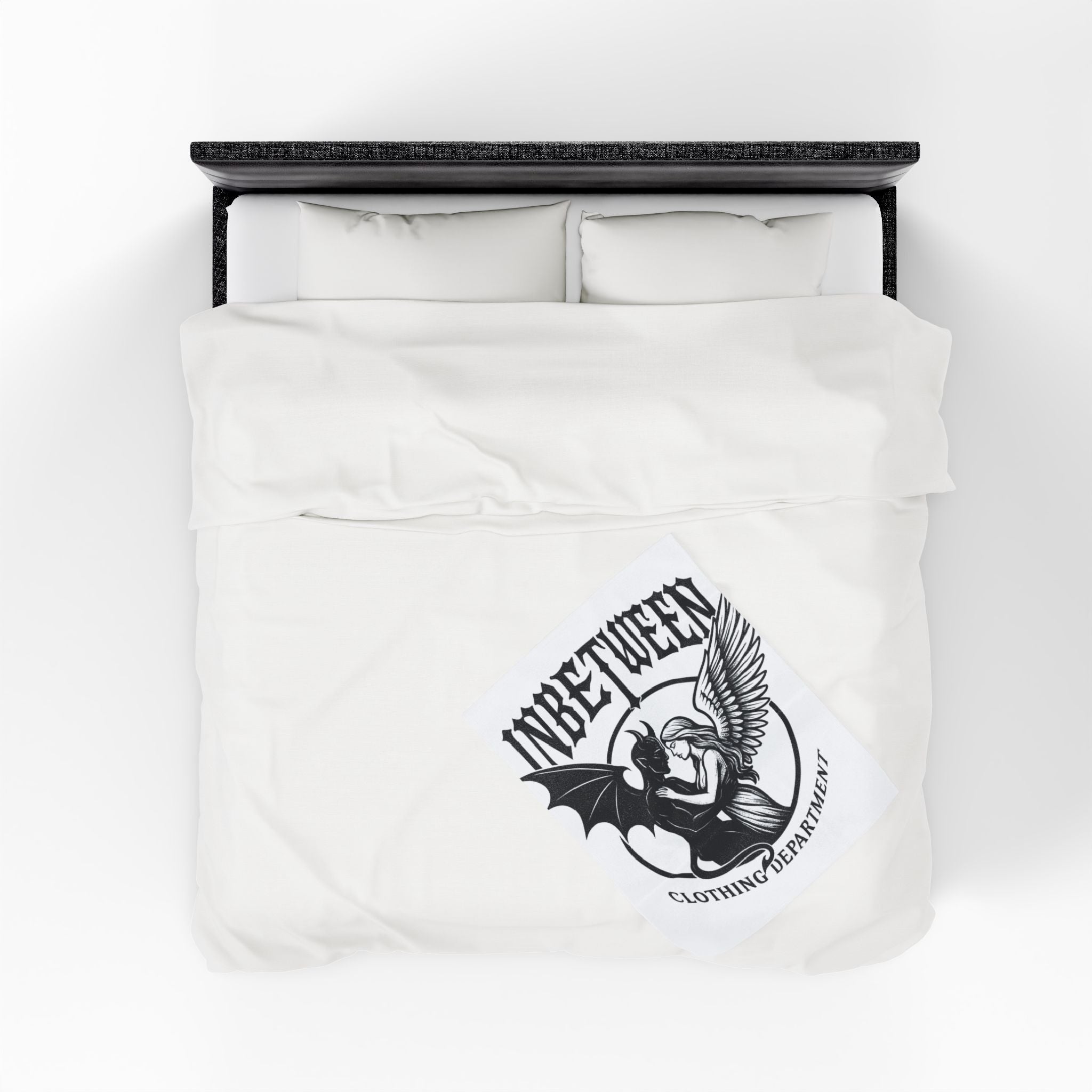 Velveteen Plush Blanket — "Inbetween Clothing Department" Angel & Demon Embrace Throw