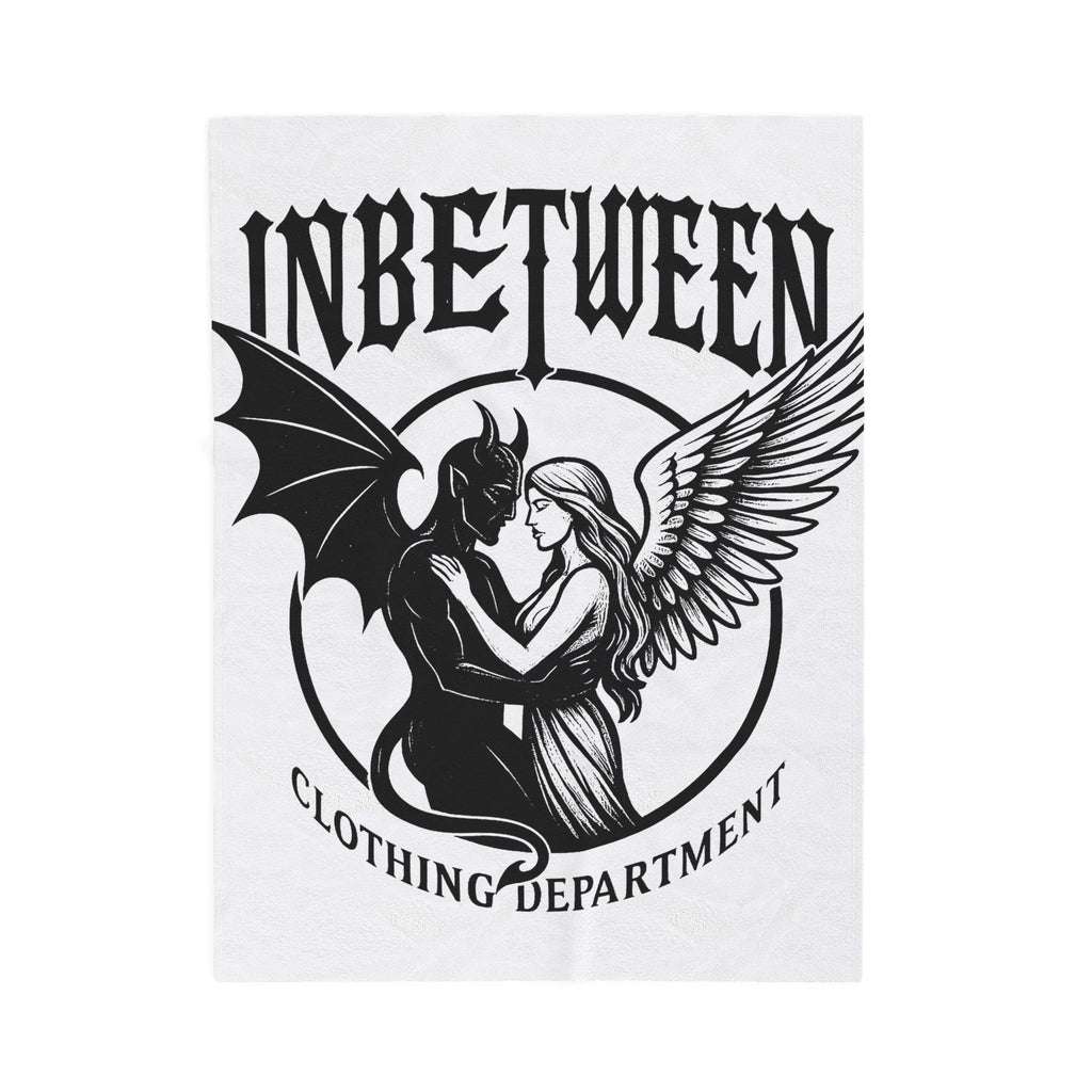 Velveteen Plush Blanket — "Inbetween Clothing Department" Angel & Demon Embrace Throw