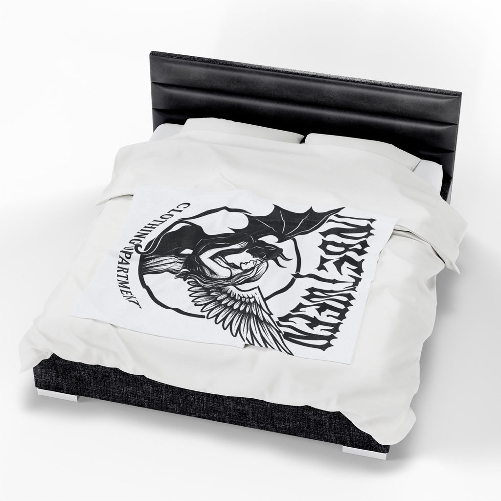 Velveteen Plush Blanket — "Inbetween Clothing Department" Angel & Demon Embrace Throw
