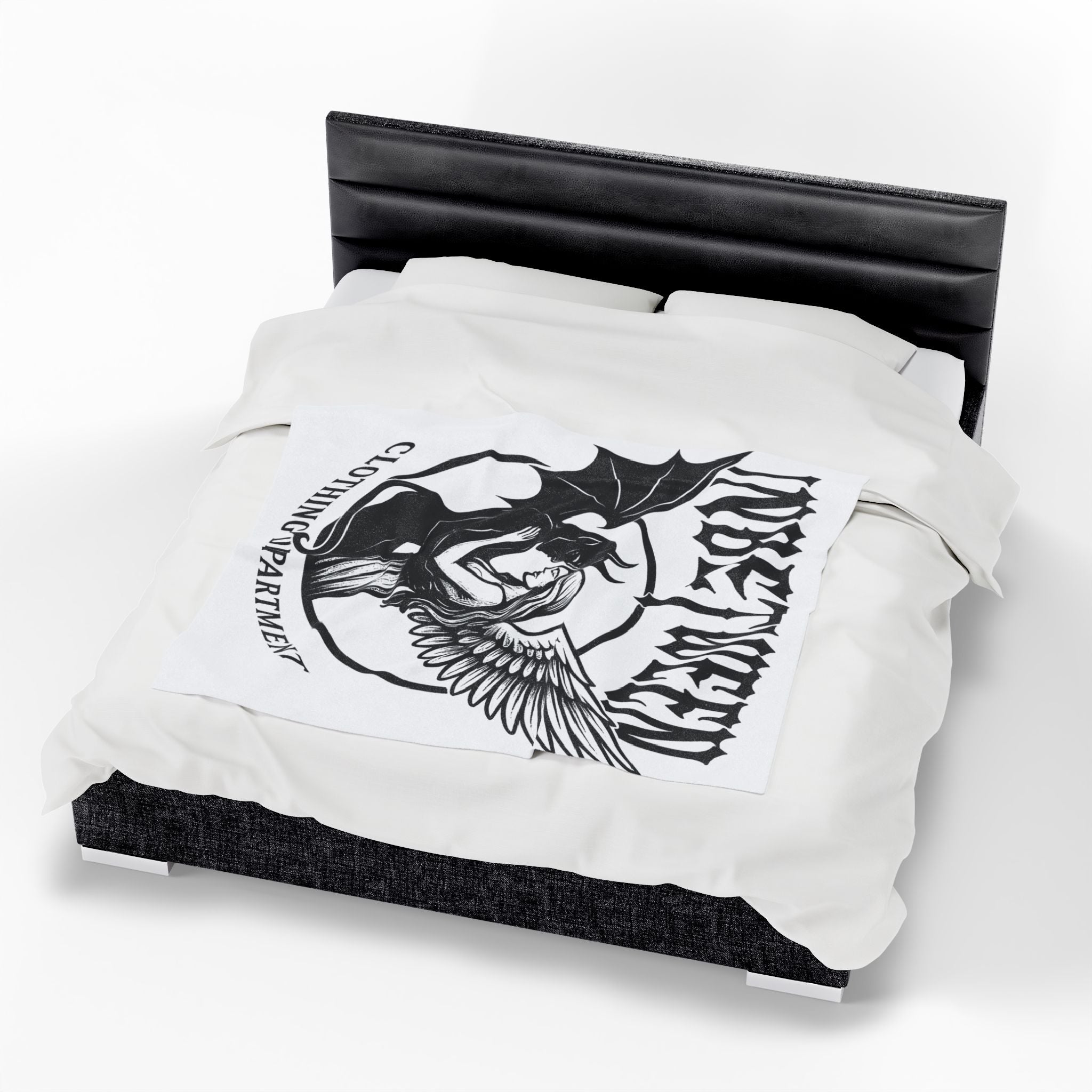 Velveteen Plush Blanket — "Inbetween Clothing Department" Angel & Demon Embrace Throw